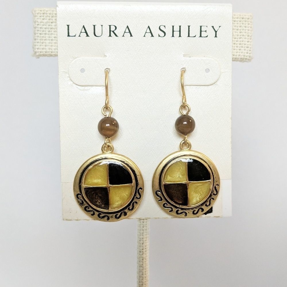 Laura Ashley Gold & Black Geometric Earrings